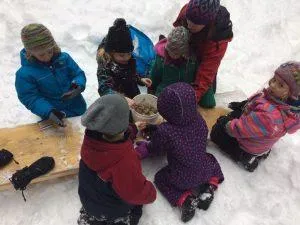 winter hike at forest school