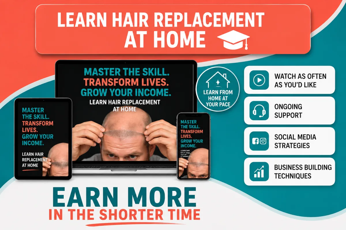 Multi-cultured professional learning hair replacement virtually