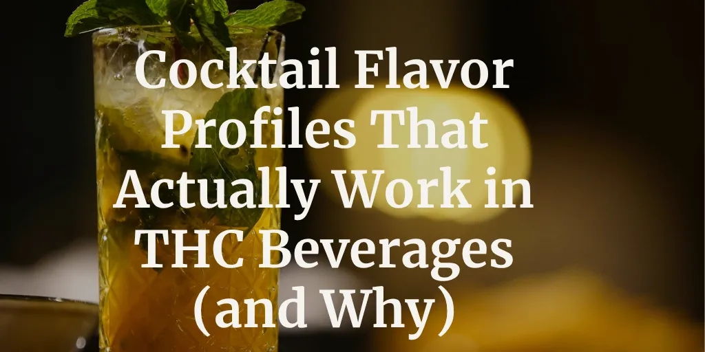 A lineup of cocktail-inspired THC beverages with citrus and mint garnishes