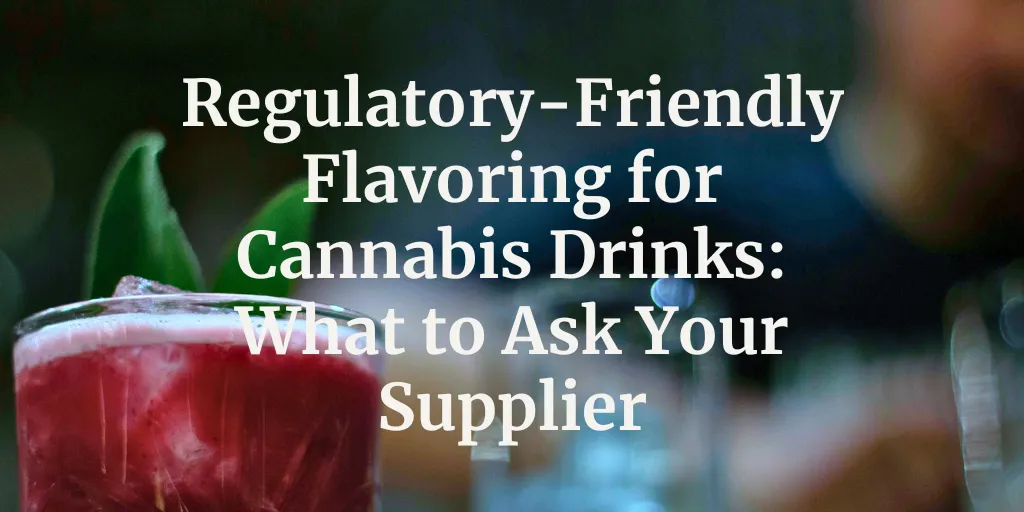 A product developer reviewing compliance documentation next to cannabis beverage samples on a lab bench