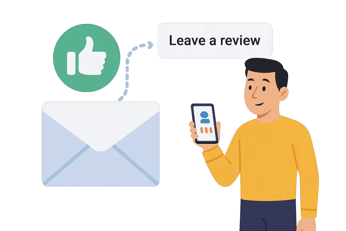 CRM workflow cycle showing Google reviews, website lead capture, online booking, service delivery, and invoicing for home service businesses.