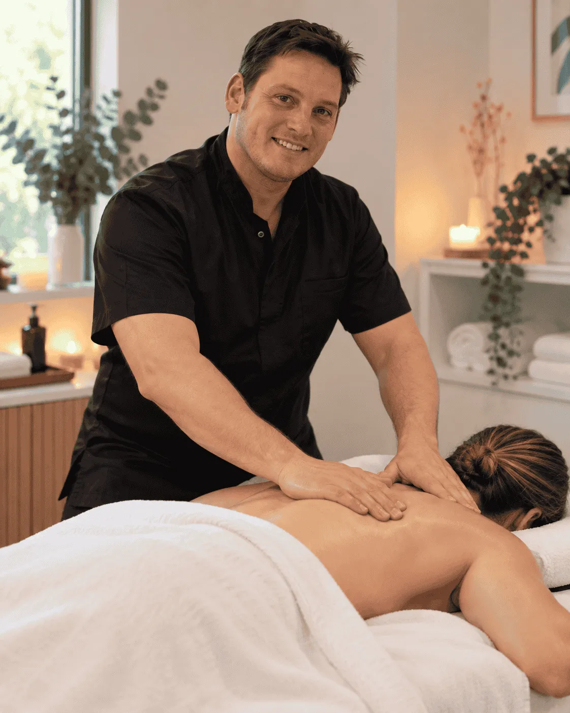 Charlton Botha giving massage in professional treatment room in Pretoria East