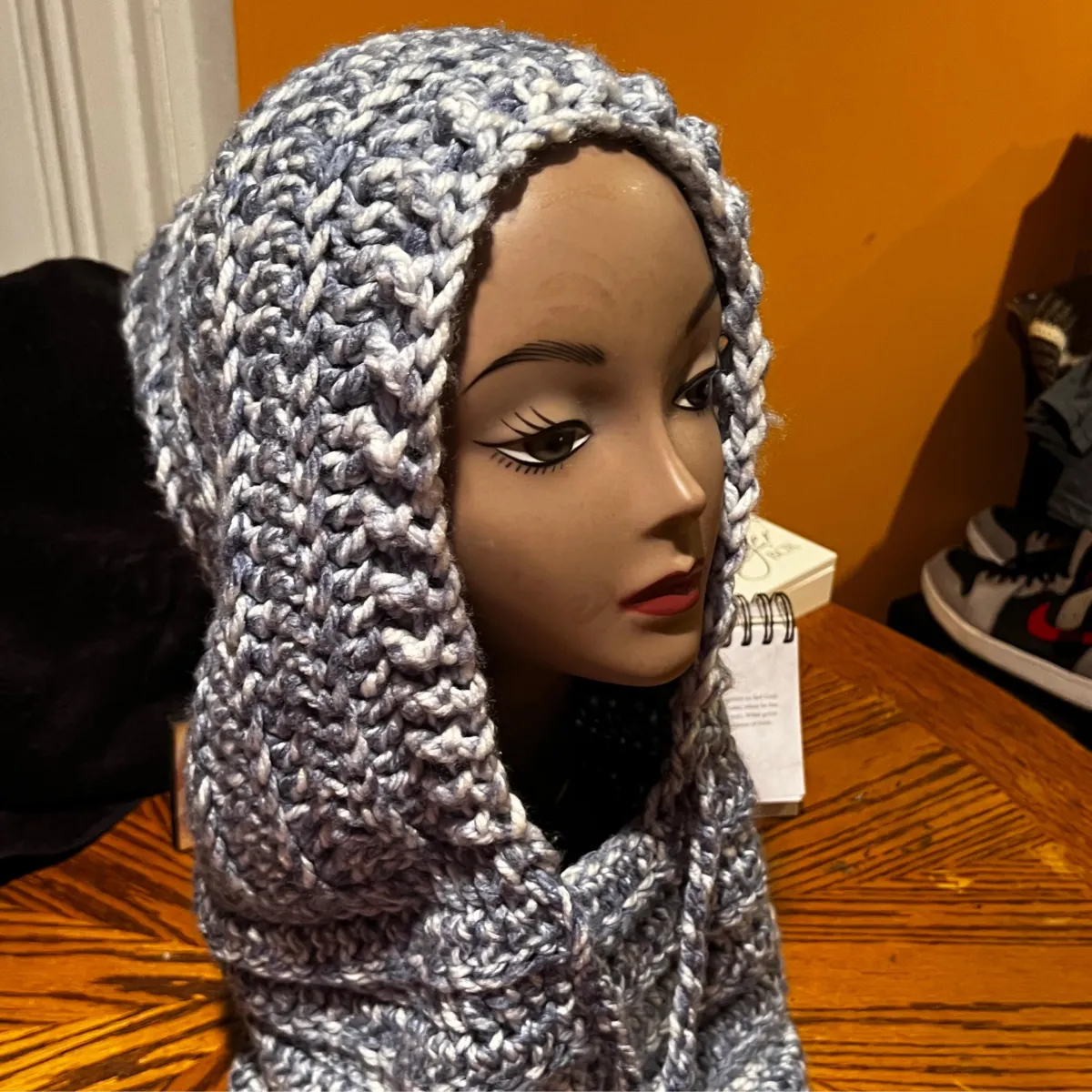 Kat's Krochet Hooded Cow Navy Blue & White