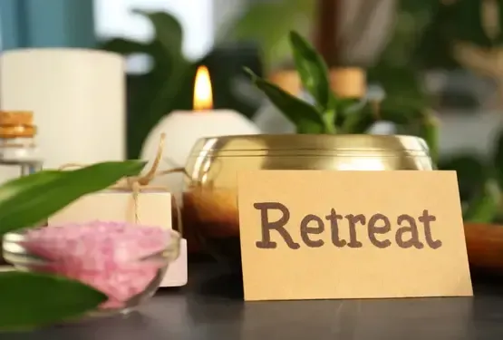 Retreat products with a sign that say's "retreat"