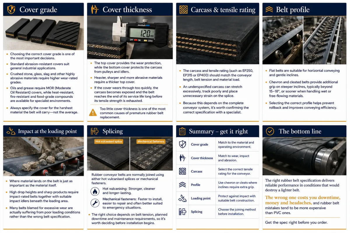 Guide showing how to choose the correct rubber conveyor belt specification