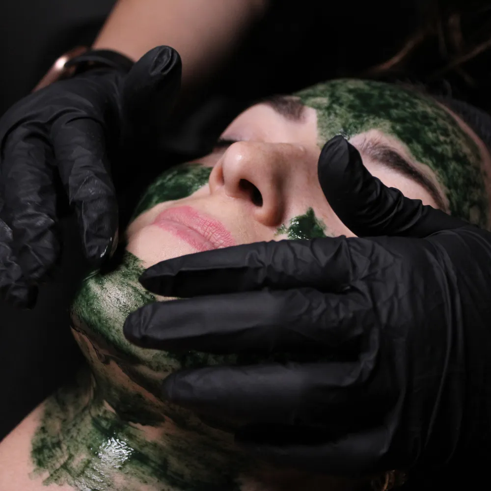 KRX Green Sea Peel facial being applied at Bowerman Artistry, Elkhart, Indiana