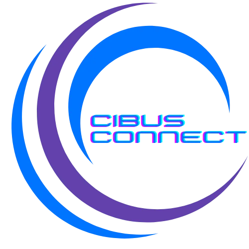 Cibus-Connect Logo. Drei ineinander gehende Halbkreise mit Schriftug Cibus-Connect.