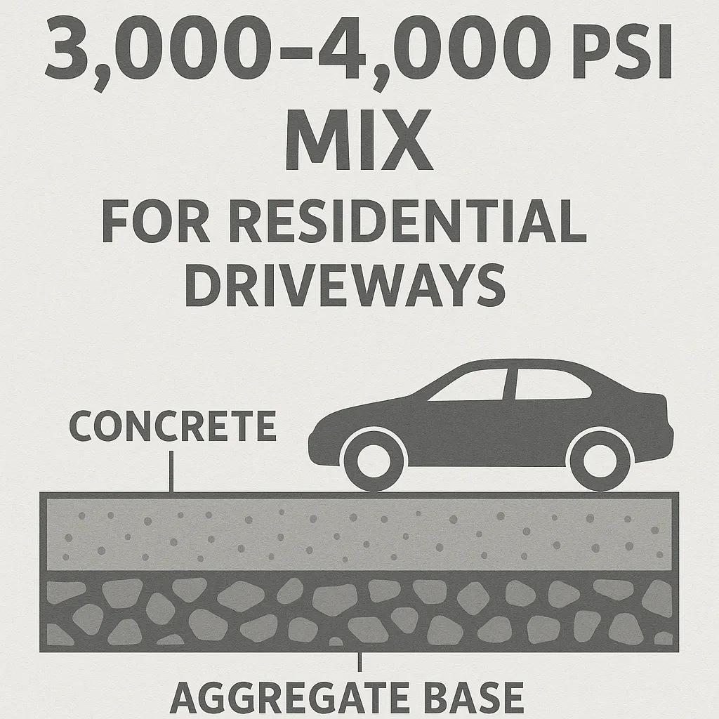 3,000–4,000 PSI Mix for Residential Driveways