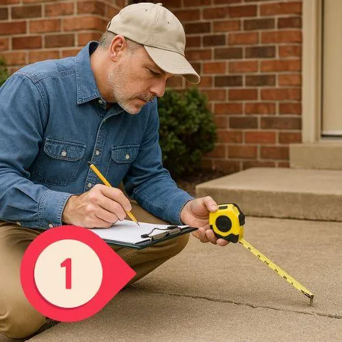 Concrete slab being lifted with foam injection during a leveling job