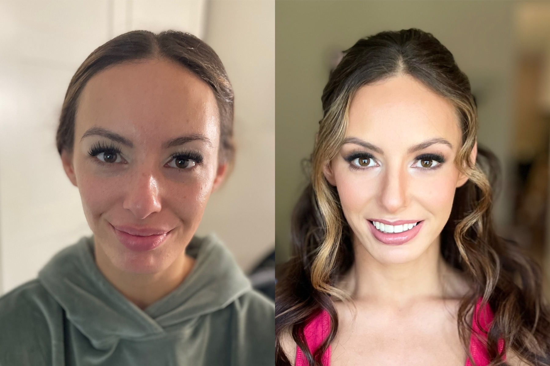 Bridal soft glam bridal half up half downn