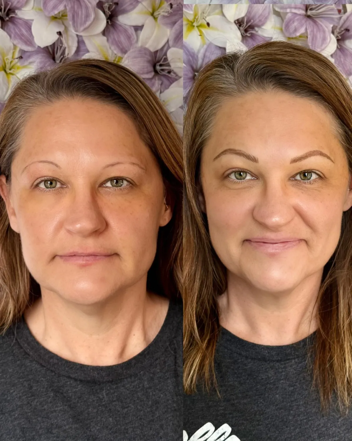 Angel Pink beauty nano brows before and after
