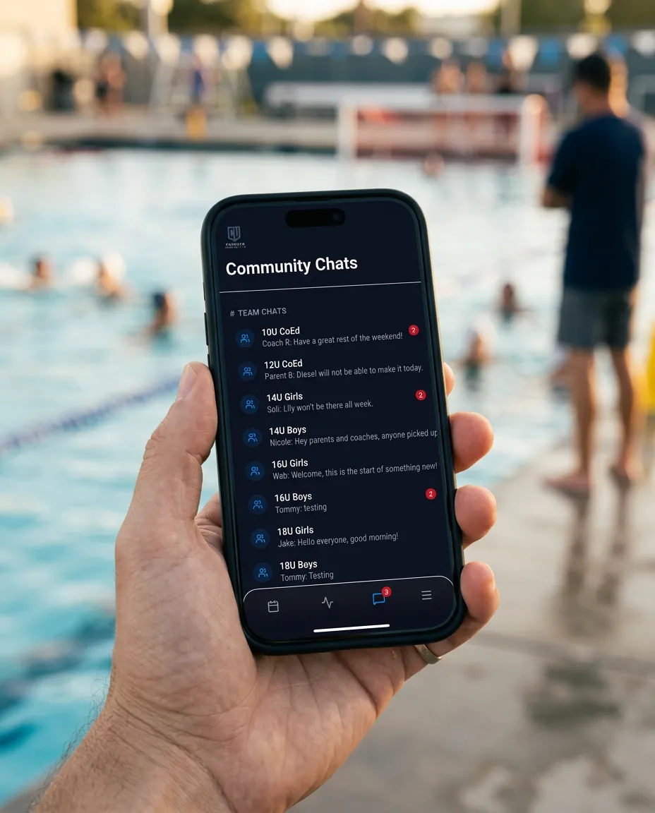 Parent viewing club-branded mobile app interface