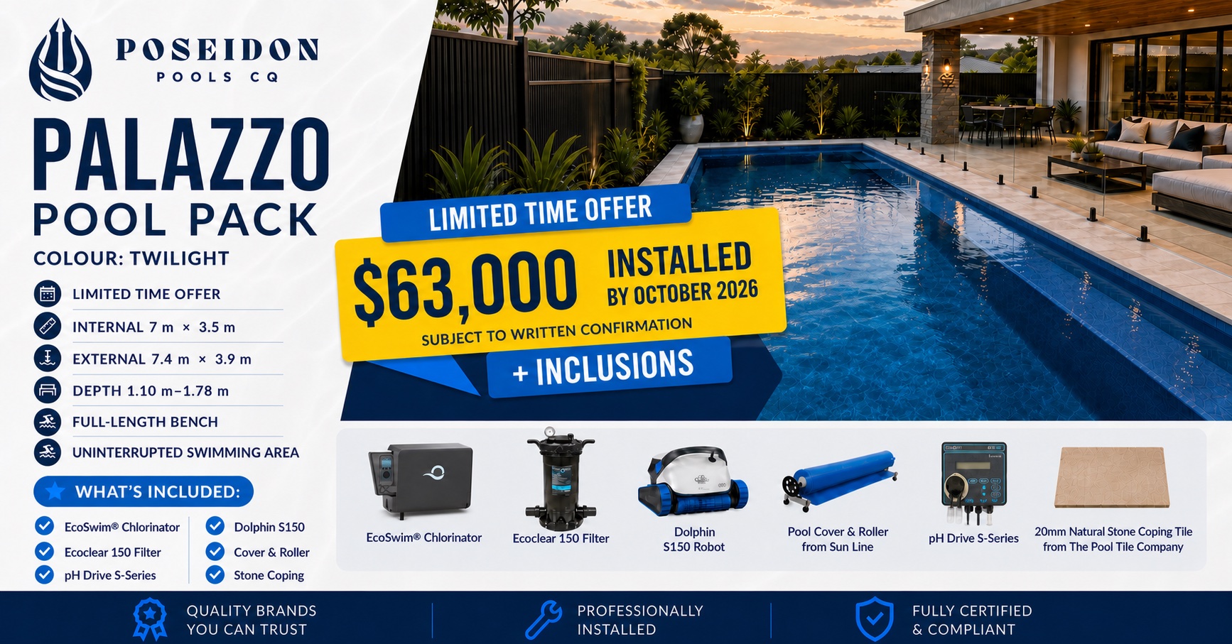 Palazzo Pool Package: A Spacious Fibreglass Pool Offer for Central Queensland