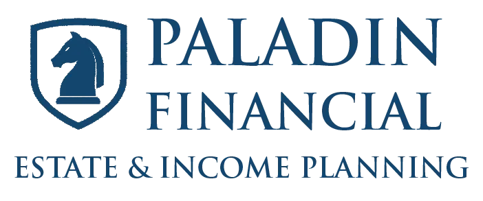 Paladin Financial Estate & Income Planning logo featuring a blue knight chess piece inside a shield.