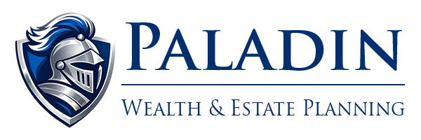 Paladin Financial Estate & Income Planning logo featuring a blue knight chess piece inside a shield.