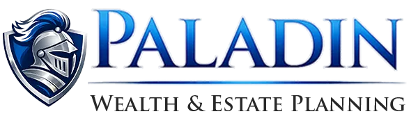 Paladin Financial Estate & Income Planning logo featuring a blue knight chess piece inside a shield.