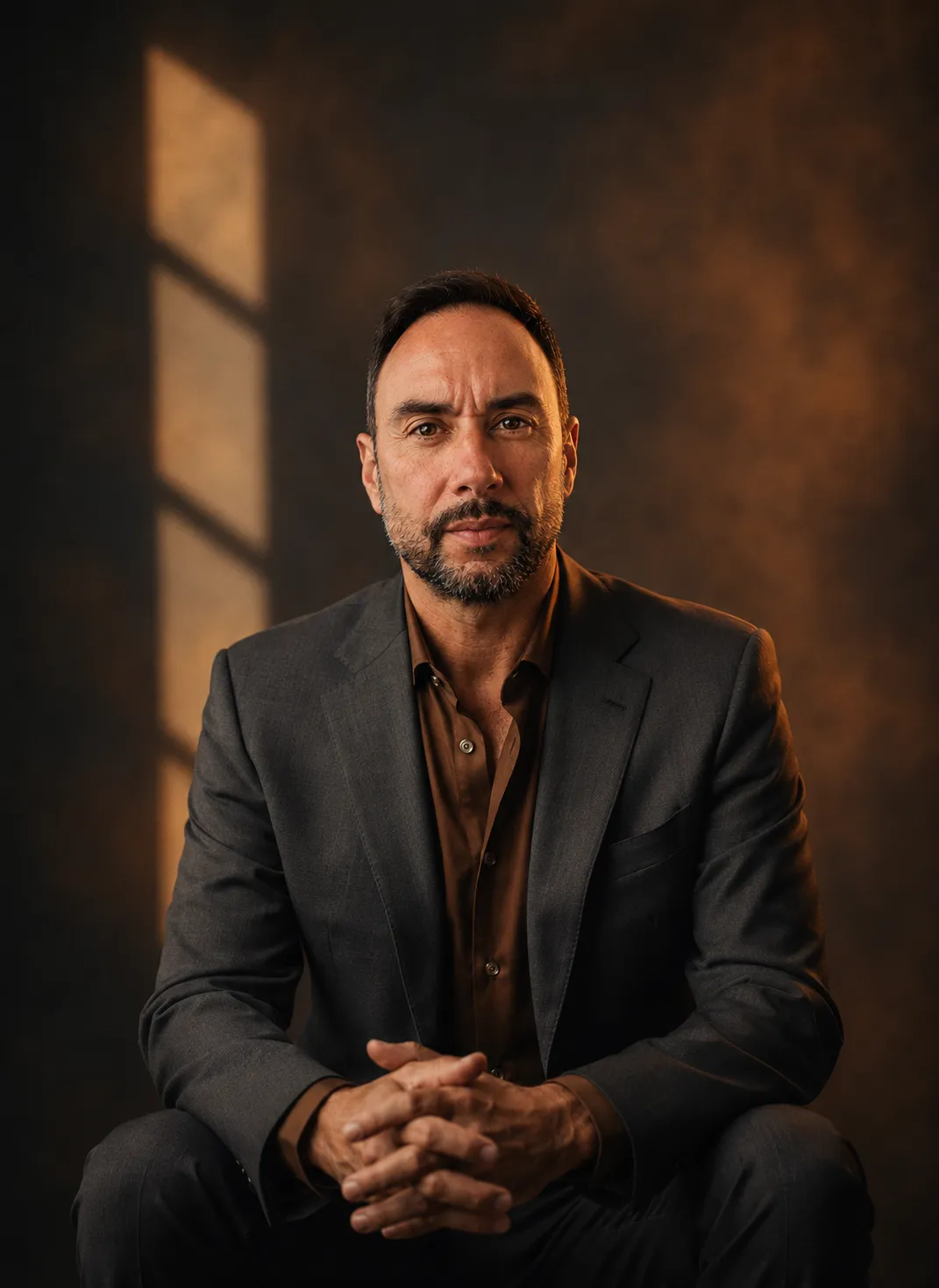 Portrait of Rodolfo De Angeli, professional and grounded