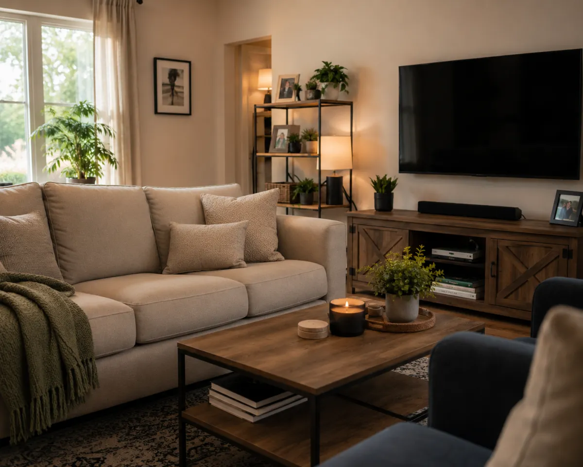 Warm, well-maintained home interior protected by balanced whole-home humidity