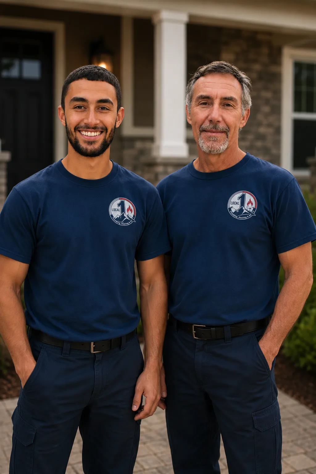 Father and son team on a job site representing Local 1 Plumbing family history