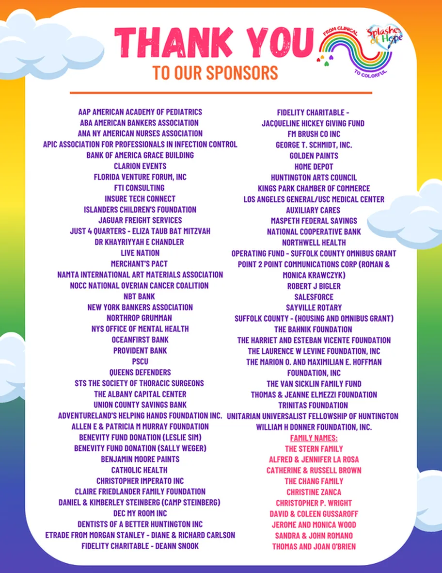 Thank you poster to the sponsors