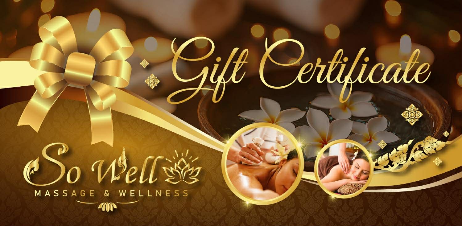 Gift voucher from So Well Massage & Wellness
