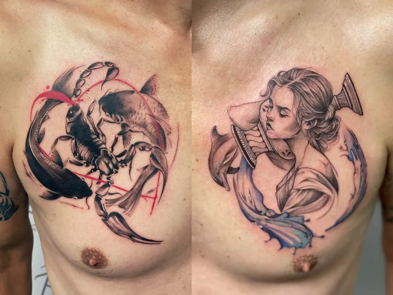 Abstract realisme tattoo met fijne lijnen door Alex