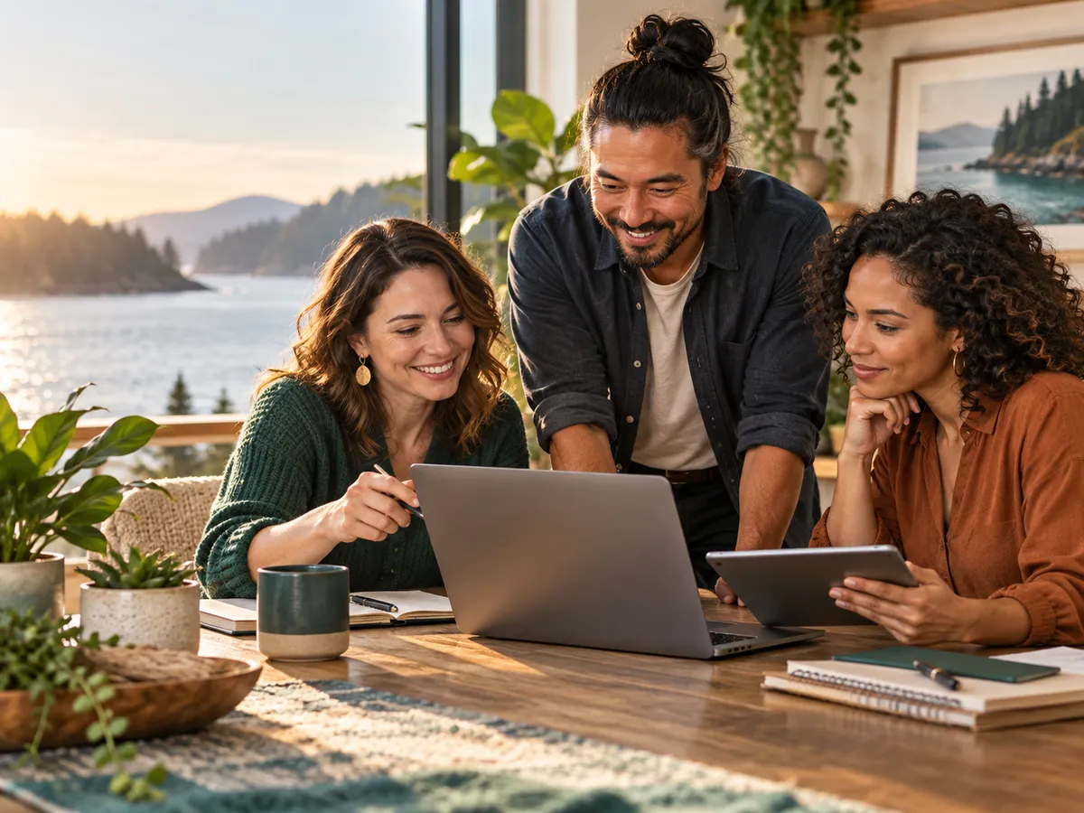 Small business team collaborating on business automation opportunities