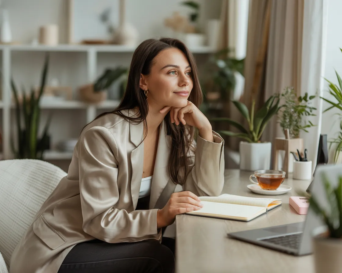 Business woman sitting at desk
