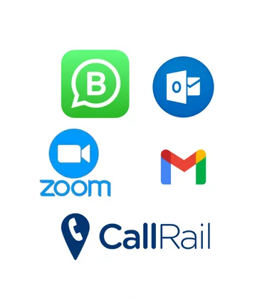 Communication and client management tools our virtual assistants use, including QuickBooks, Outlook, Zoom, Gmail, and CallRail to streamline messaging, scheduling, and customer follow-up.