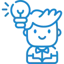 Icon of a person with a light bulb, symbolizing deep business operations expertise and innovative solutions for efficiency.