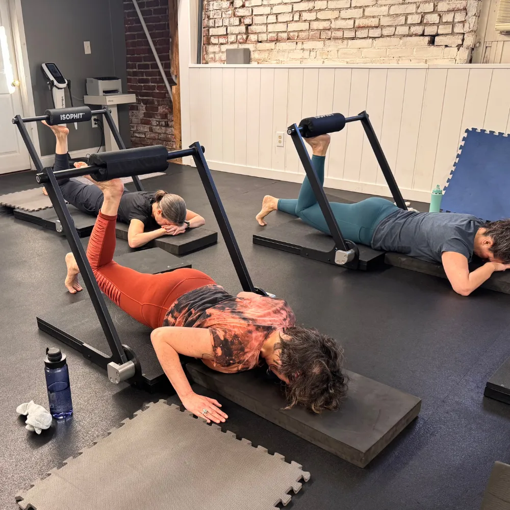 Client using IsoPhit during personal training at Urban Athlete in Mt. Airy, Philadelphia