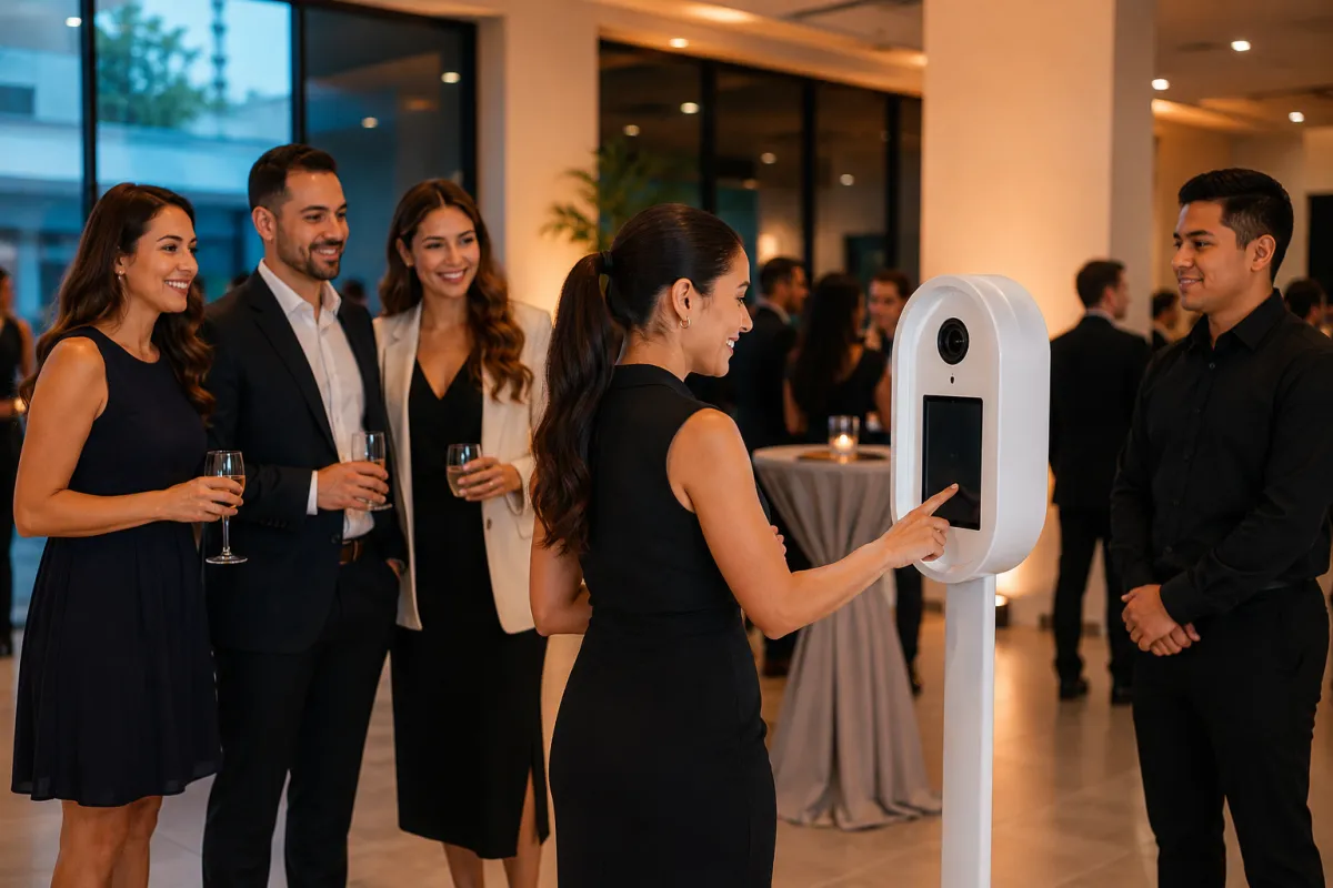 Capture Entertainment photo booth engaging guests at a corporate event