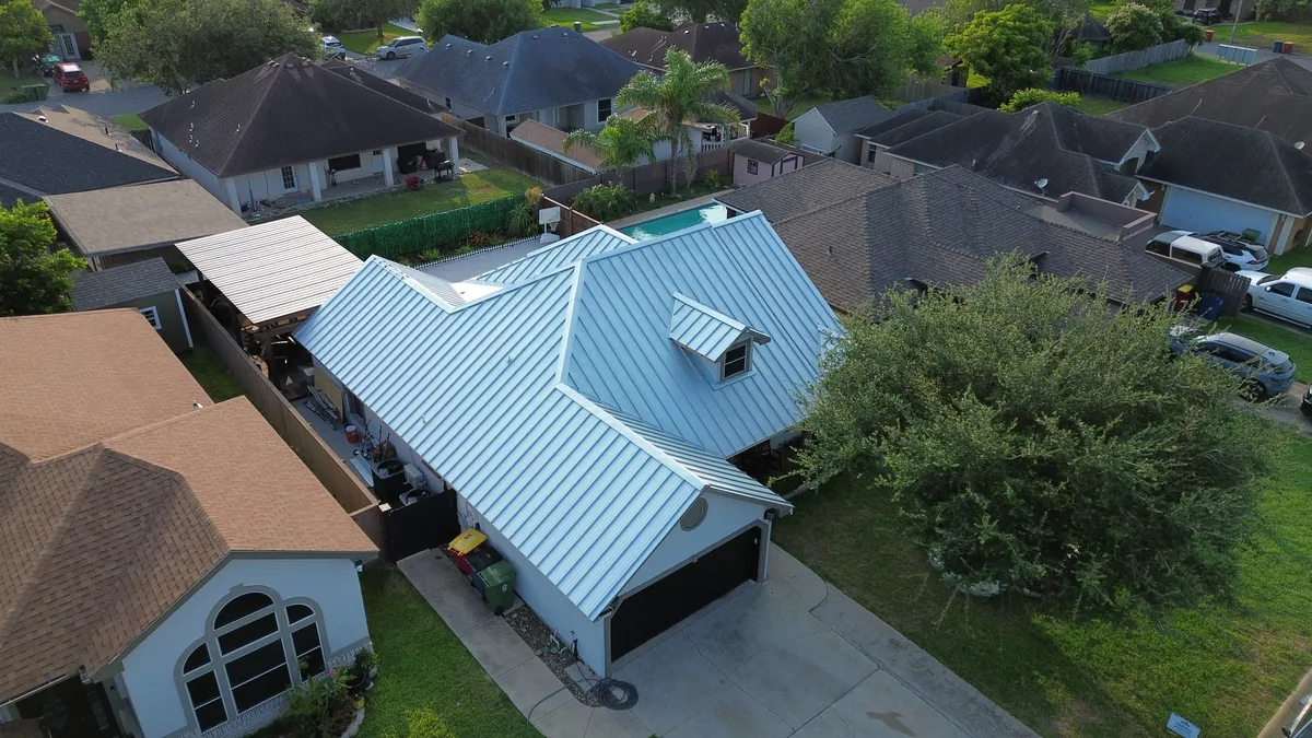 Standing seam metal roof replacement on a home in Brownsville, Texas