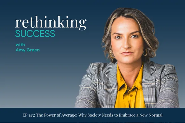 Amy Green vest  face to camera  - text reads : Rethinking Success: What If Average Was Actually Enough