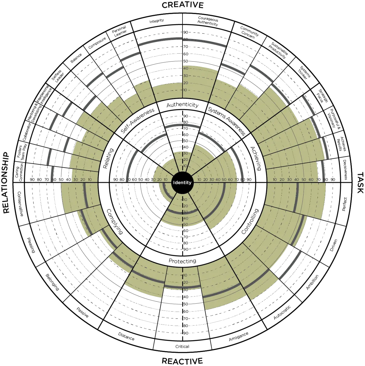 360-degree leadership assessment circle diagram