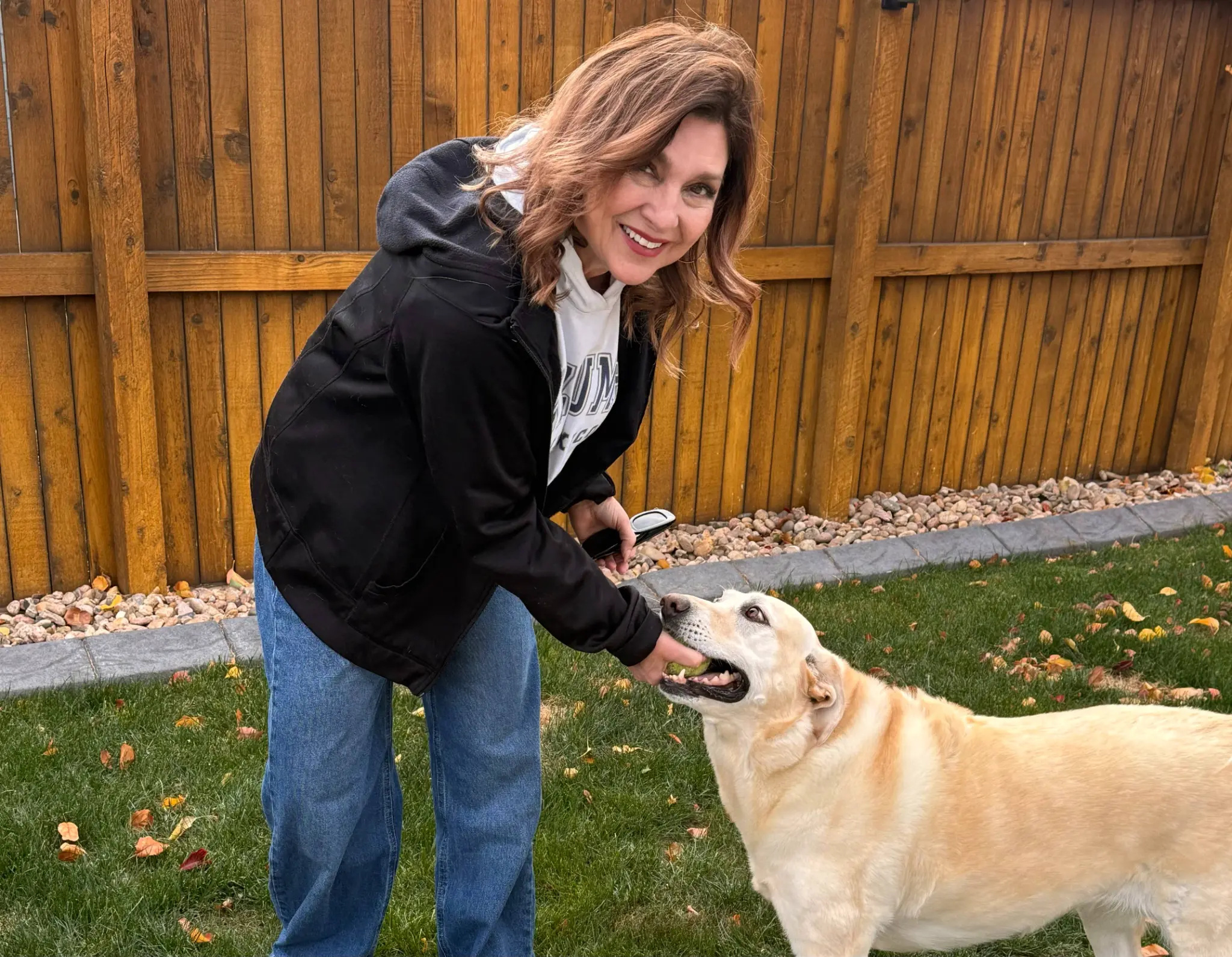 Kathy Baring, Certified MBTI Practitioner and leadership coach, with her dog