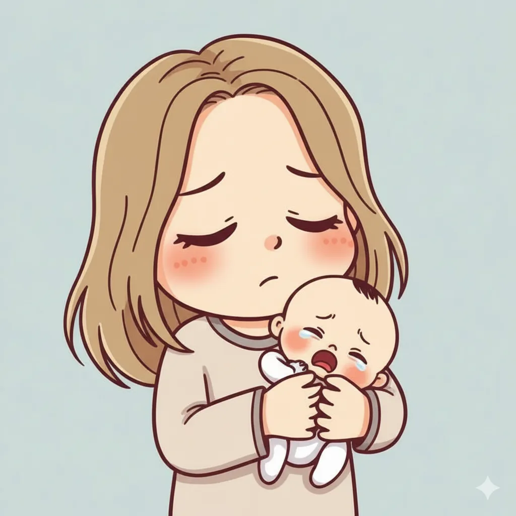 A Woman Holding her baby Illustration