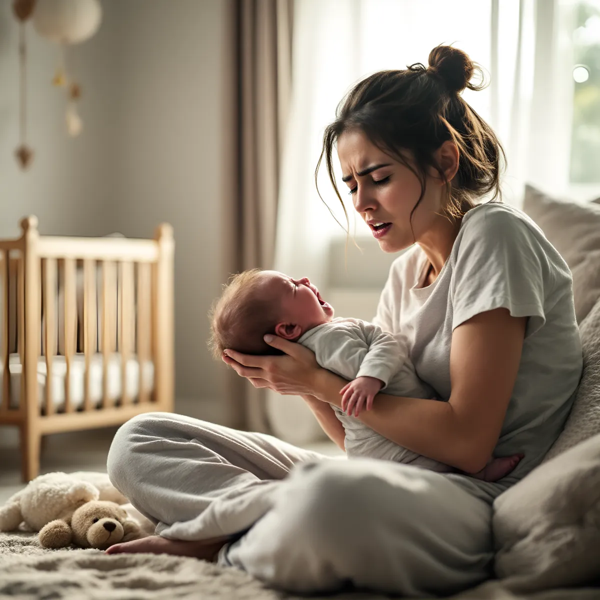 A Woman Holding her baby Illustration