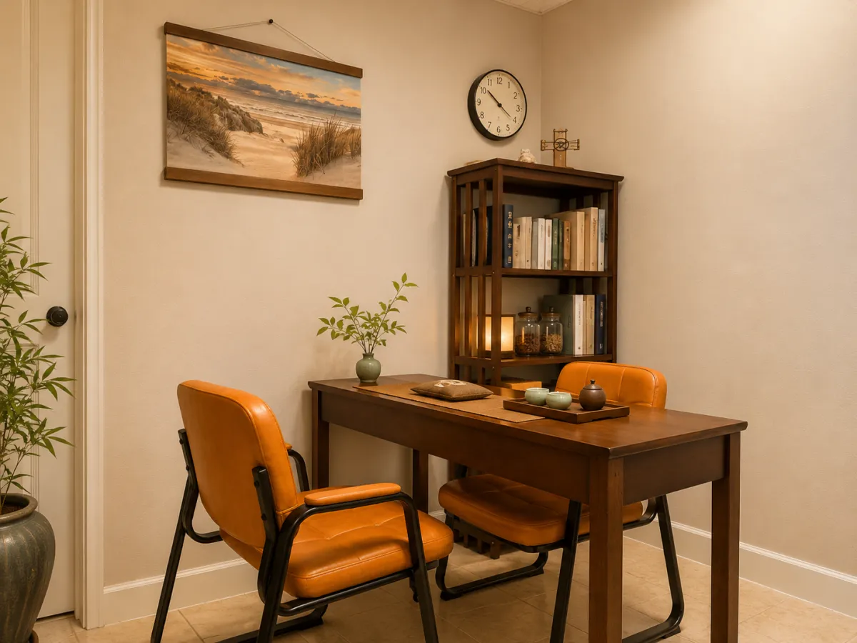 Consultation room at Shou Ren Zhai TCM clinic in Katy, TX