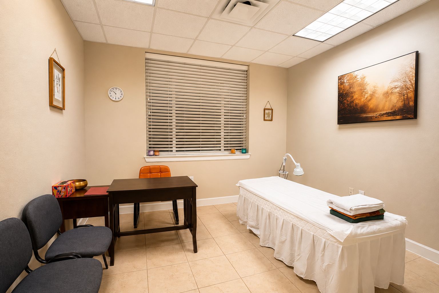 Welcoming TCM wellness clinic hallway at Shou Ren Zhai in Katy TX — warm wood floors, soft lighting, and a calm, clean environment for Pediatric Acupressure