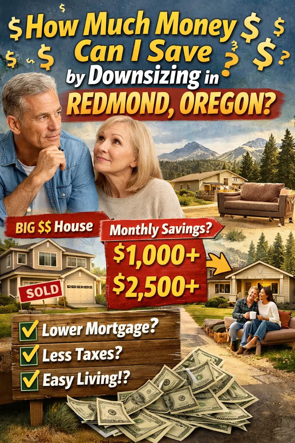 Downsizing to a smaller home in Redmond Oregon with modern interior and low maintenance living