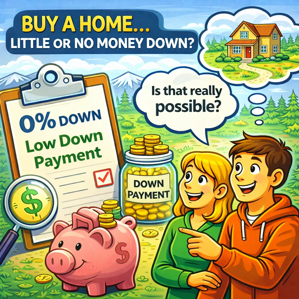 Cartoon-style illustration of a home buying timeline with a clock and calendar showing the process of purchasing a home in Central Oregon.