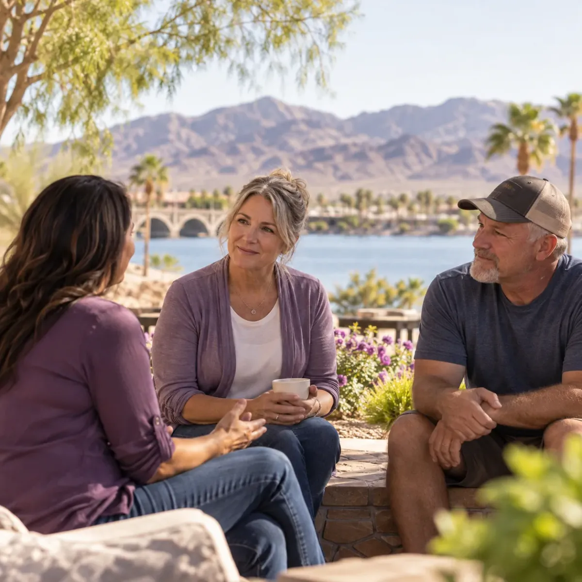 Community partners connecting in a calm Lake Havasu City setting