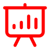 Icon of a presentation board with growth chart, symbolizing business strategies for running a successful wrap business.