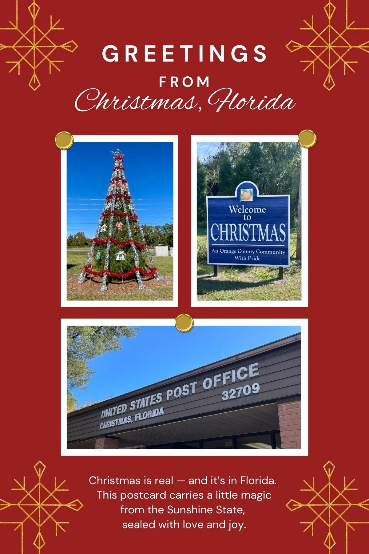 Christmas Florida Postcard with Postmark - Real photos of the city