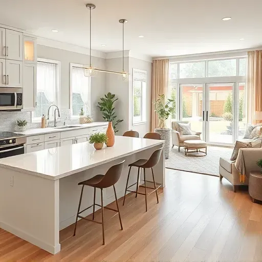 Modern kitchen remodel in Dublin OH featuring sleek appliances, white quartz countertops, and inviting open layout.
