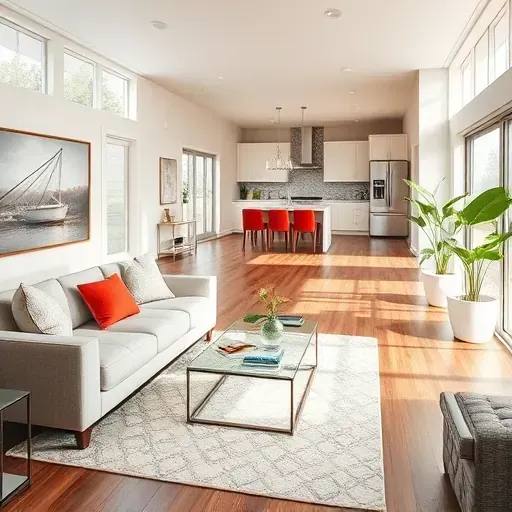 Completed home remodeling project in Reynoldsburg OH features a modern living room with stylish furnishings and natural light.
