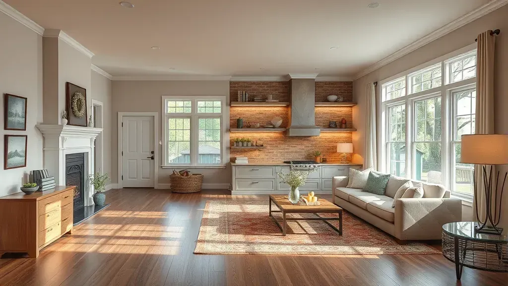 Home Remodeling in Powell, OH with modern kitchen design and spacious living area.