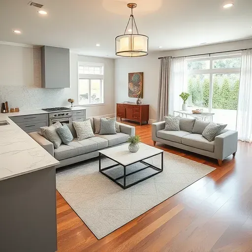 Completed home remodel in Canal Winchester OH features open-concept living with modern and traditional design elements.