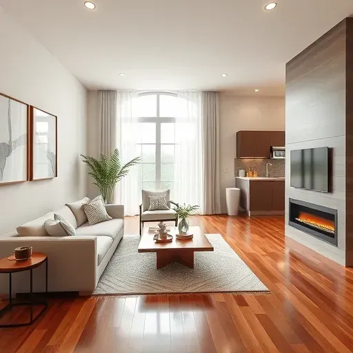 Stunning modern living room remodel in Etna OH with elegant furnishings, natural light, and stylish decor elements.